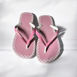 🌻Havaianas Top Checkmate Pink & White Flip Flops US Size 9/10